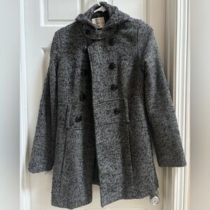 Long black and grey button jacket